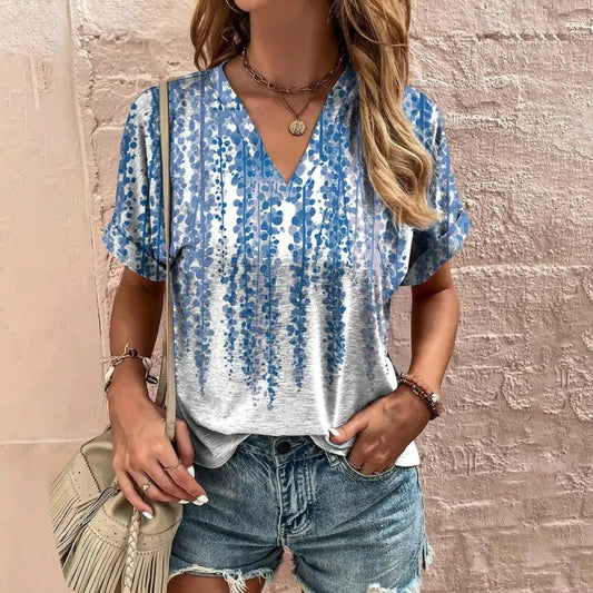 T-shirt décontracté à manches courtes et imprimé à motifs, ample et confortable